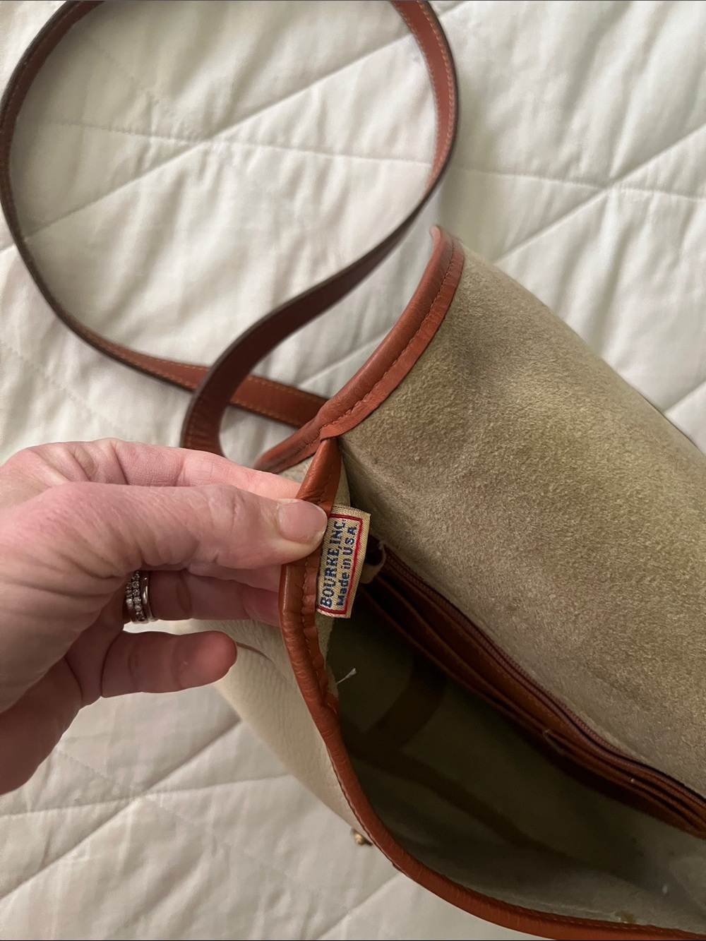 DOONEY & BOURKE Vintage 90's Cavalry Trooper Bag ivory / brown - Picture 15 of 16